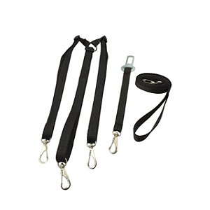 Guia Tripla Ajustável 3 Cães + Adap. De Cinto Segurança + Guia