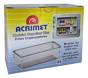 Organizador Acrílico De Gaveta Maquiagem Transparente 04 Pçs 16x8cm