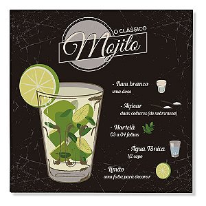 Quadro Decorativo Receita Drink Mojito Área De Lazer
