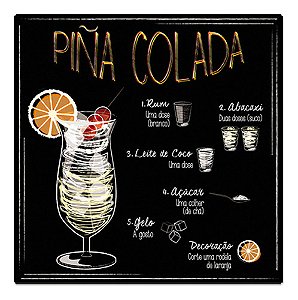 Quadro Decorativo Receita Drink Pina Colada Área De Lazer