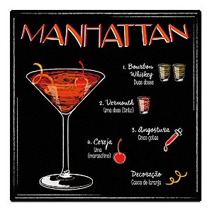 Quadro Decorativo Top Cocktail Drink Manhattan Com Receita