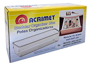 Organizador Acrílico Utensílios Gaveta Kit Retangular 04 Pçs 24x8