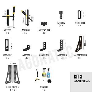 Kit 3 de fixadores AGORATEC D16 - 79 pcs - A4-163300-25
