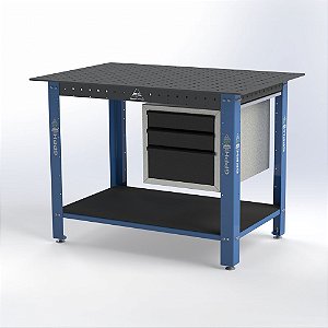 MESA DE SOLDA S16 1200x800 mm /  Nitretada BANCADA GPPH DIY com SubBox e 3 gavetas c/ 4x Pé básico