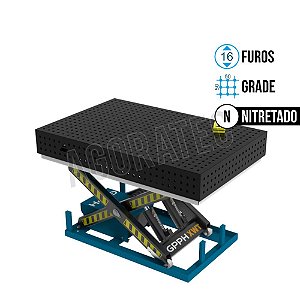 Mesa Elevatória ECO 1500x1000x200 Ø16 - Grade 50x50 GPPH nitretada eletro hidraulica - GPMEEC150100.2.16N