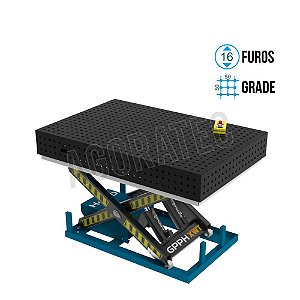 Mesa Elevatória ECO 1500x1000x200 Ø16 - Grade 50x50 GPPH  eletro hidraulica - GPMEEC150100.2.16