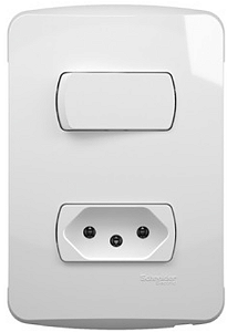 CONJUNTO 1 INTERRUPTOR SIMPLES + 1 TOMADA 2P+T 10A 250V MILUZ S3B69030