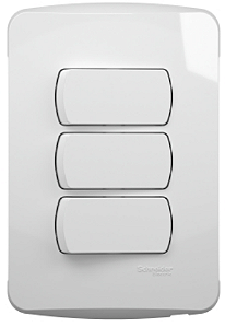 CONJUNTO 3 INTERRUPTORES SIMPLES 10A 250V BRANCO MILUZ S3B62210