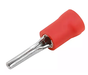 Terminal, cobre estanhado, pino, pre-isol. nylon, 10,0mm² 50A, cor vermelho