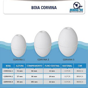 Boia CORVINA, Cortiça, Flutuador para Rede de Pesca