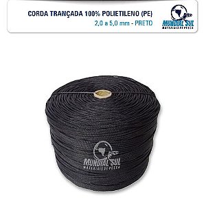 Corda Trançada Polietileno PRETO de 2,0 mm a 5,0 mm