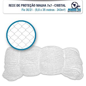 Rede de Proteção 30/21 malha 7x7 cm CRISTAL - 9,8 x 35 (343 m²) - Sacada e janela