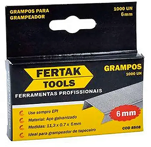 GRAMPO PARA GRAMPEADOR 06MM C/1000PCS 8506 FERTAK