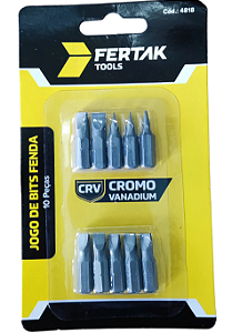 JOGO BITS FENDA 10PCS CRV 25MM 4818 FERTAK