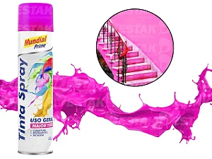 Tinta Spray 400Ml Luminosa Pink Mundial Prime