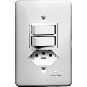 Int. Duplo 6A C/ Tomada 2P+T 20A 250V Pratika 19211  Ilumi