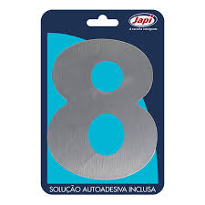 Algarismo 8 Residencial Prata Escovado 12,5Cm N8Mpc Japi
