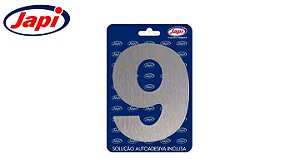 Algarismo 9 Residencial Prata Escovado 12,5Cm Japi