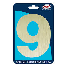 Algarismo 9 Residencial Ouro Escovado 12,5Cm N9Moc Japi