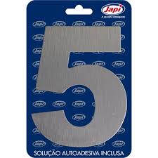 Algarismo 5 Residencial Prata Escovado 12,5Cm N4Mpc Japi