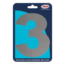 Algarismo 3  Residencial Prata Escovado 12,5Cm N3Mpc Japi