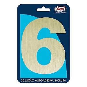 Algarismo 6 Residencial Ouro Escovado 12,5Cm N6Moc Japi
