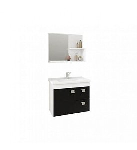 Armario C/ Esp Hortencia 55Cm Branco/Preto 9943.10 Mgm