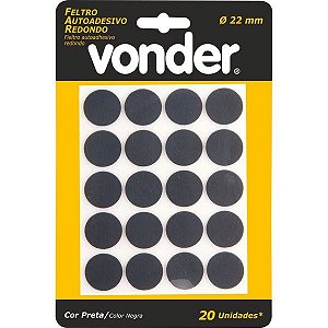 Feltro Adesivo Preto Quad. 22Mm C/20 Vonder