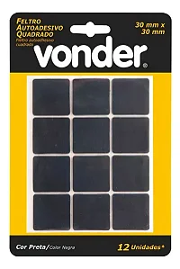 Feltro Adesivo Preto Quad. 30Mm C/12 Vonder