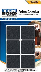 FELTRO PRETO QUAD. 30MM C/12 TEKBOND