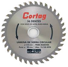 LAMINA DE SERRA CIRCULAR 36 DENTES 110MM 60879 CORTAG