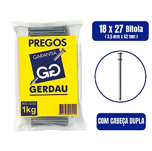 PREGO 18X27 CABECA DUPLA 1KG GERDAU
