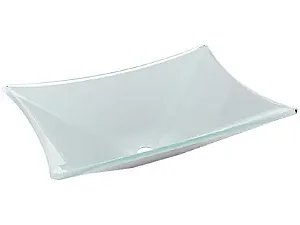 Cuba de Apoio Retangular de Vidro 40x28cm Branca 10mm VB Cristais 3084