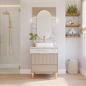 Painel Espelheira Gales 90CM CAPPUCCINO/CALACATA 32461 MGM