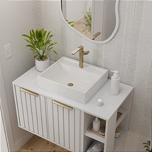 Armário Gabinete para Banheiro Noruega 61,3cm Branco MGM - 31607