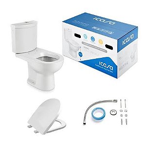 Combo Bacia C/CAIXA Acoplada Luna Kit 4 Peças Branca Icasa