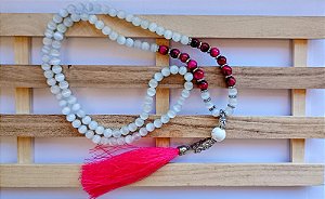 Japamala 108 pedras 8mm - Olho de gato / olho de tigre rosa