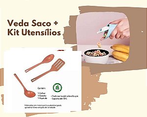 Veda Saco - Tampa p/Embalagens + Kit Utensílios 3 pçs