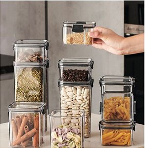 kit 1 - Pote Hermético Acrílico  -1,300 ml e 800 ml