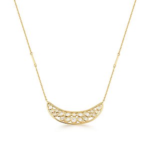CORRENTE COM PINGENTE CURVO BRANCO BANHADO A OURO