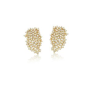 BRINCO EAR CUFF COM ZIRCÔNIAS BRANCAS BANHADO A OURO