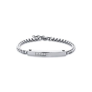 PULSEIRA COM PLACA LISA E ZIRCÔNIAS EM AÇO