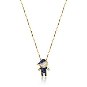 CORRENTE COM PINGENTE DE MENINO AZUL BANHADA A OURO
