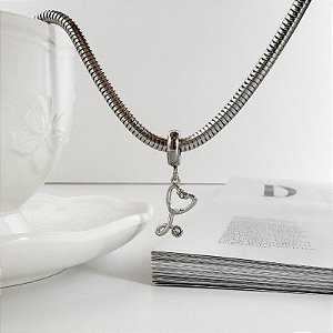 Berloque  Estetoscópio com Zircônia Cristal em Aço Inox