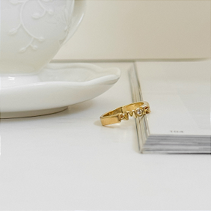 Anel Amor com Zircônia Cristal