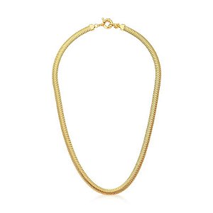 CORRENTE EM MALHA LAMINADA 6MM LISA 40CM BANHADO A OURO