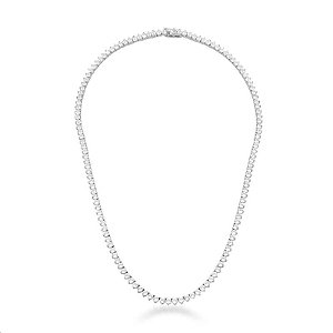 COLAR RIVIERA 3 GARRAS COM ZIRCÔNIAS REDONDAS 3MM BRANCAS 40CM BANHADO A RODIO