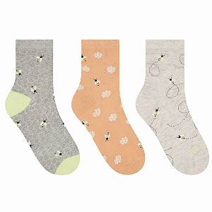 Kit C/3 Meias Cano Médio Feminina Estampadas Selene 7740