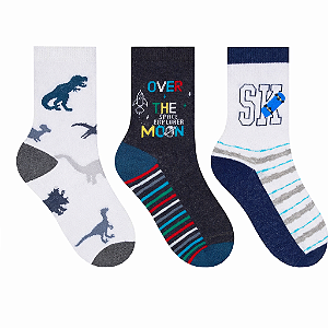Kit C/3 Meias Infantil Sortidas Meninos Selene 2451