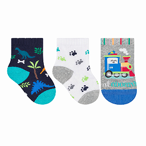 Kit C/3 Meias Recém Nascido Blister Meninos Selene 1020